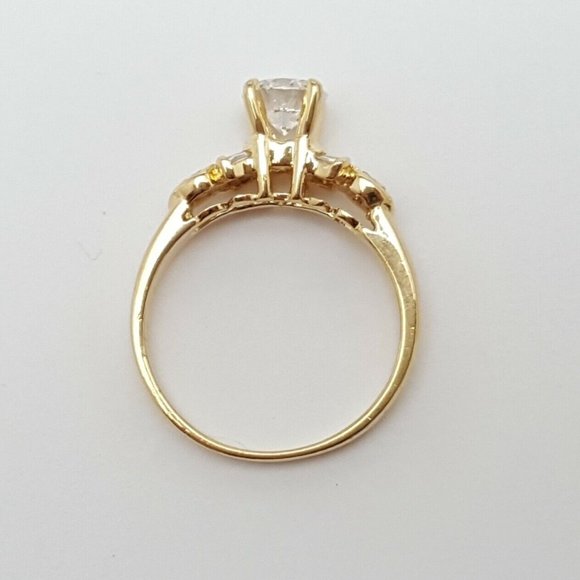 Exquisite 18K Karat Solid Yellow Gold Solitaire Diamond Wedding Engagement Ring - Picture 9 of 12